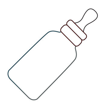 Babies Drinking Bottle Line Drawing Isolated On White