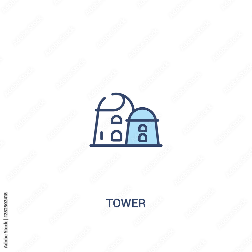Poster tower concept 2 colored icon. simple line element illustration. outline blue tower symbol. can be us