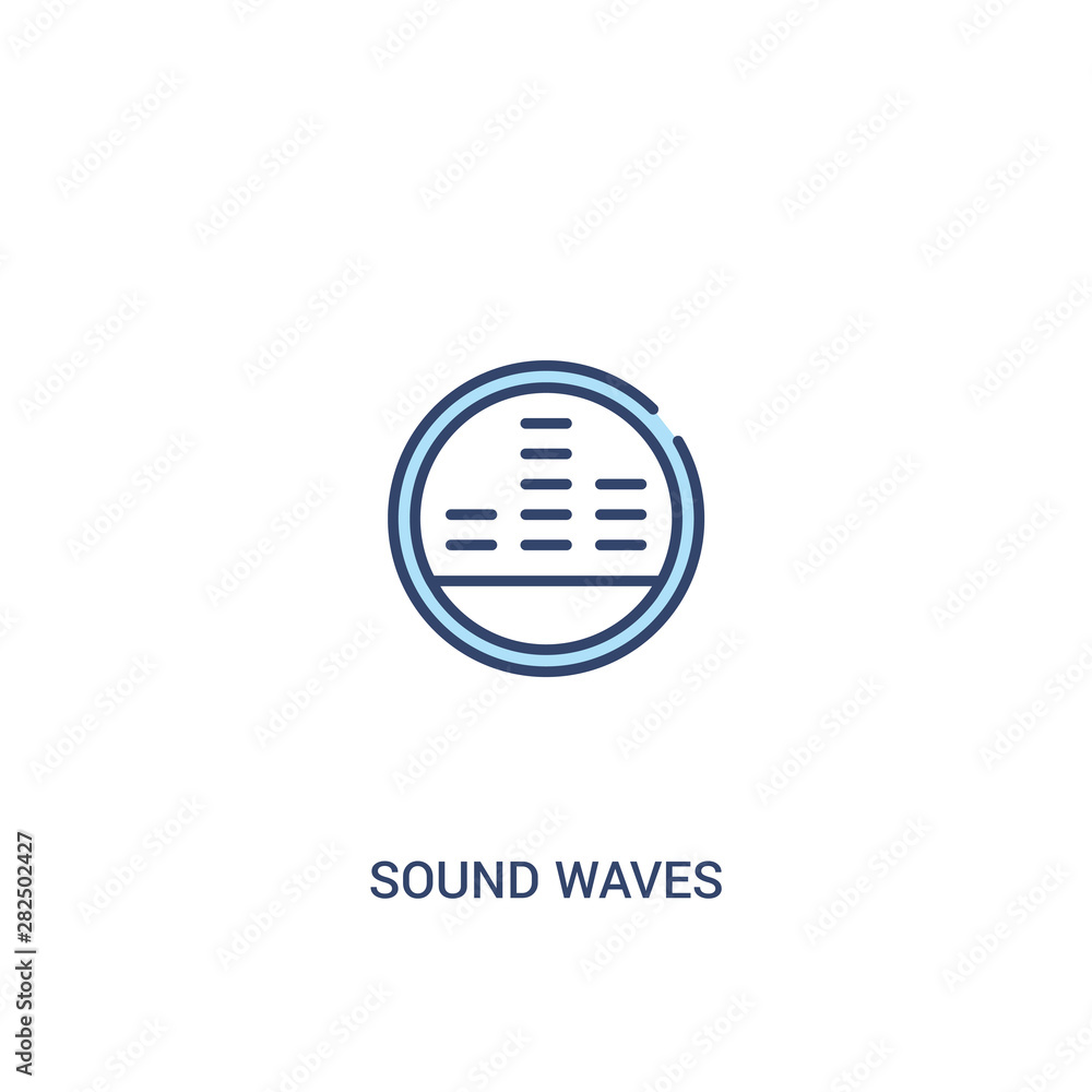 Poster sound waves concept 2 colored icon. simple line element illustration. outline blue sound waves symbo
