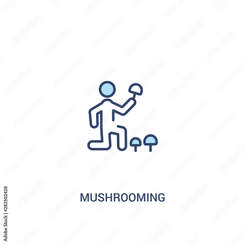 Poster mushrooming concept 2 colored icon. simple line element illustration. outline blue mushrooming symbo