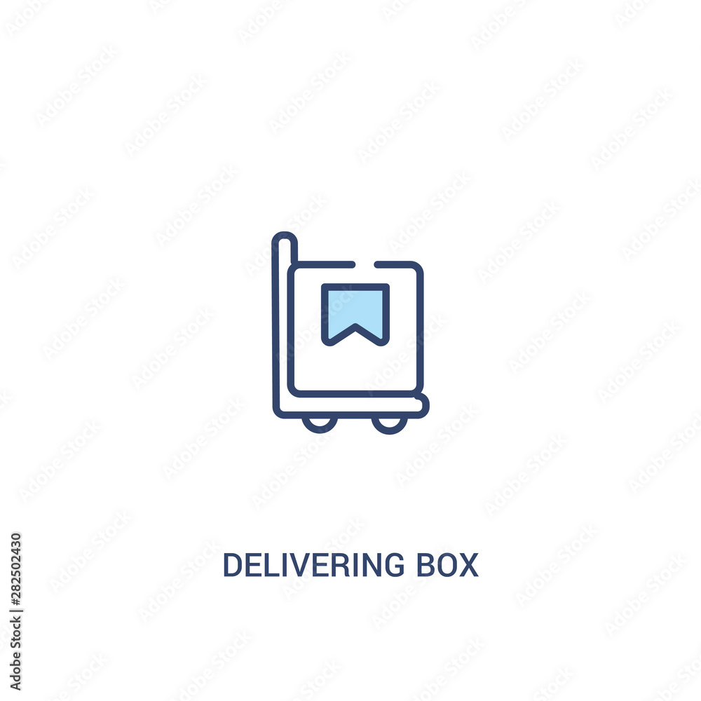 Poster delivering box concept 2 colored icon. simple line element illustration. outline blue delivering box