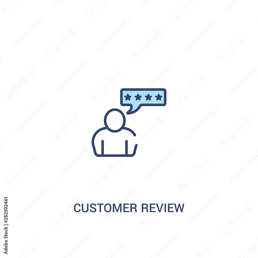 Poster customer review concept 2 colored icon. simple line element illustration. outline blue customer revi