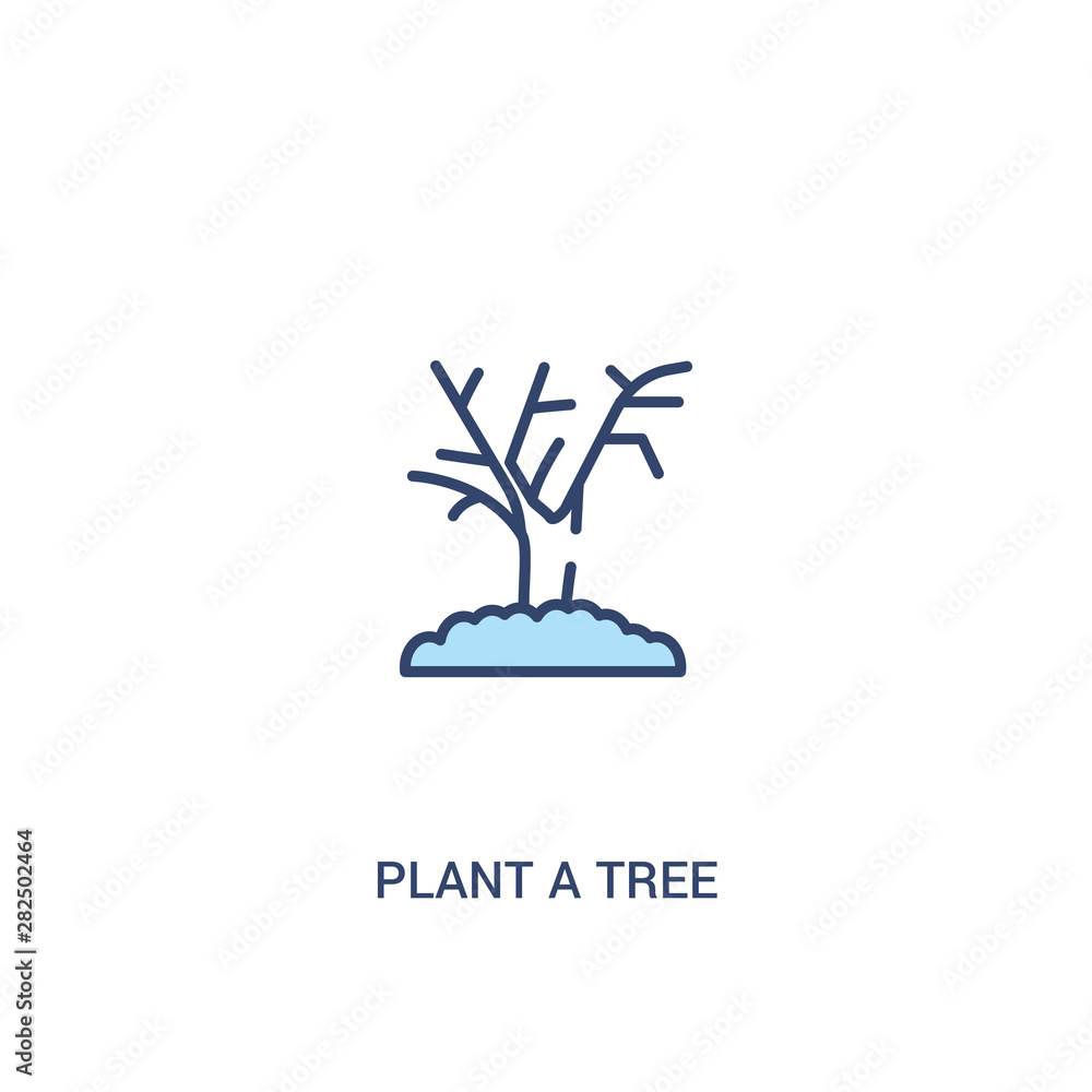 Poster plant a tree concept 2 colored icon. simple line element illustration. outline blue plant a tree sym