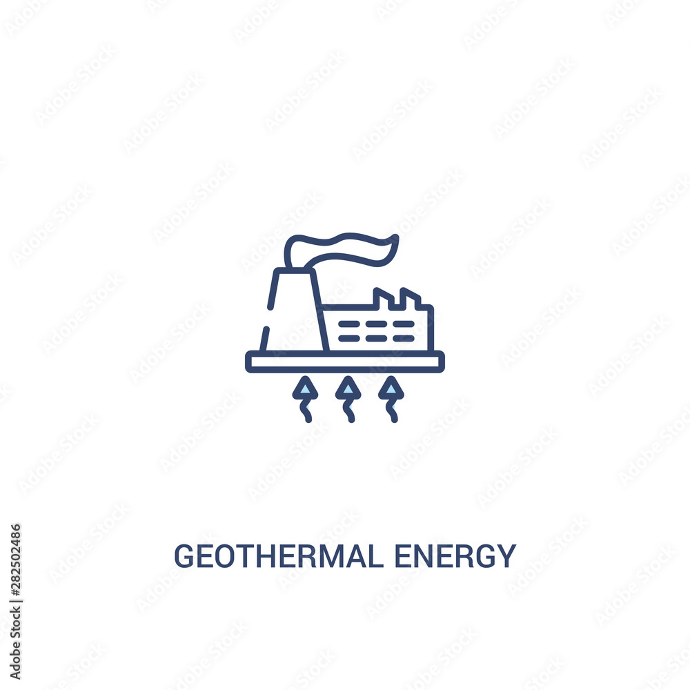 Poster geothermal energy concept 2 colored icon. simple line element illustration. outline blue geothermal 