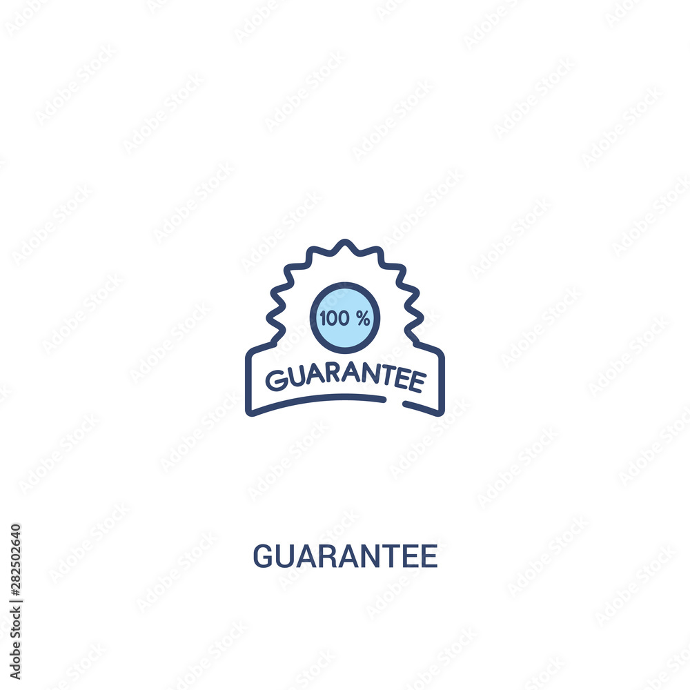 Poster guarantee concept 2 colored icon. simple line element illustration. outline blue guarantee symbol. c