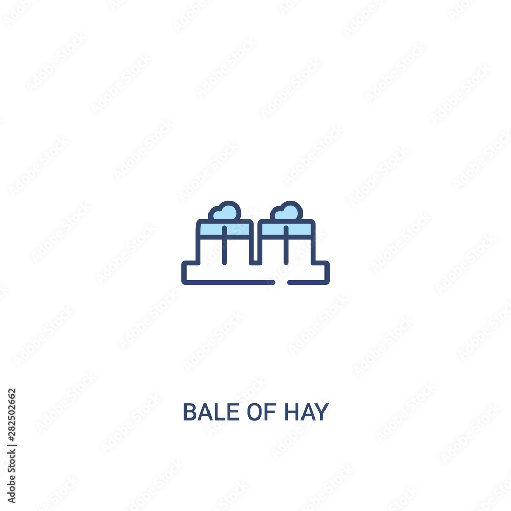 Poster bale of hay concept 2 colored icon. simple line element illustration. outline blue bale of hay symbo