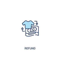 refund concept 2 colored icon. simple line element illustration. outline blue refund symbol. can be used for web and mobile ui/ux.