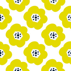 Fototapeta na wymiar Flowers seamless pattern. Scandinavian style, vector illustration. Design for fabric, wrapping, textile, wallpaper, apparel.