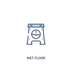 wet floor concept 2 colored icon. simple line element illustration. outline blue wet floor symbol. can be used for web and mobile ui/ux.