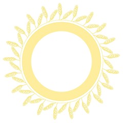 Wheat wreath isolated on white background.Round frame of wheat spikelets with space for text. Vector illustration in cartoon flat style. Harvest Conceptual Illustration.