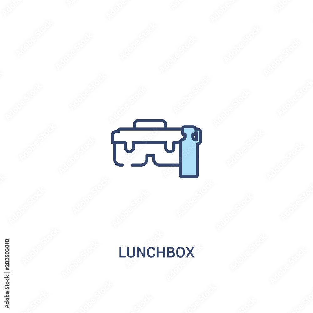 Poster lunchbox concept 2 colored icon. simple line element illustration. outline blue lunchbox symbol. can