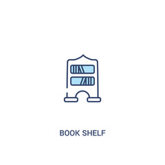 Fototapeta premium book shelf concept 2 colored icon. simple line element illustration. outline blue book shelf symbol. can be used for web and mobile ui/ux.