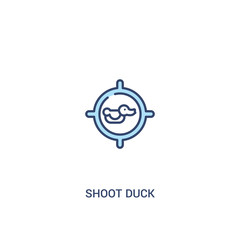 shoot duck concept 2 colored icon. simple line element illustration. outline blue shoot duck symbol. can be used for web and mobile ui/ux.