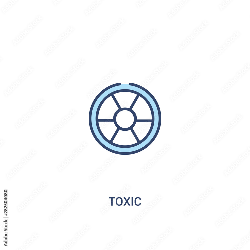Poster toxic concept 2 colored icon. simple line element illustration. outline blue toxic symbol. can be us