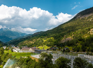 Great view of alpine hill. Green mountain landscape. Picturesque and gorgeous scene. Switzerland.