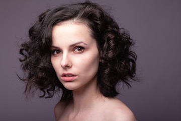 beautiful young curly girl portrait