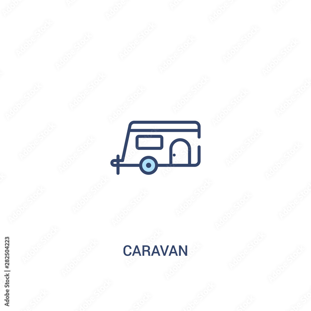 Poster caravan concept 2 colored icon. simple line element illustration. outline blue caravan symbol. can b