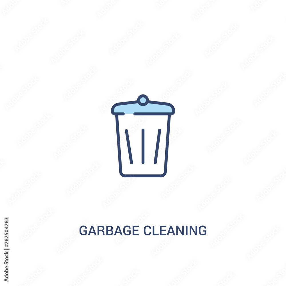 Poster garbage cleaning concept 2 colored icon. simple line element illustration. outline blue garbage clea