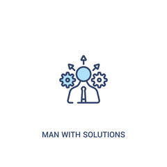man with solutions concept 2 colored icon. simple line element illustration. outline blue man with solutions symbol. can be used for web and mobile ui/ux.