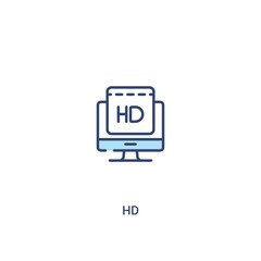 Fototapeta premium hd concept 2 colored icon. simple line element illustration. outline blue hd symbol. can be used for web and mobile ui/ux.