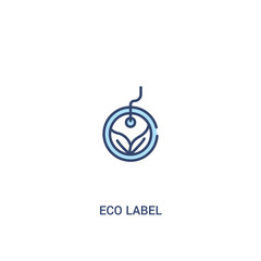 eco label concept 2 colored icon. simple line element illustration. outline blue eco label symbol. can be used for web and mobile ui/ux.