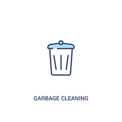 garbage cleaning concept 2 colored icon. simple line element illustration. outline blue garbage cleaning symbol. can be used for web and mobile ui/ux.