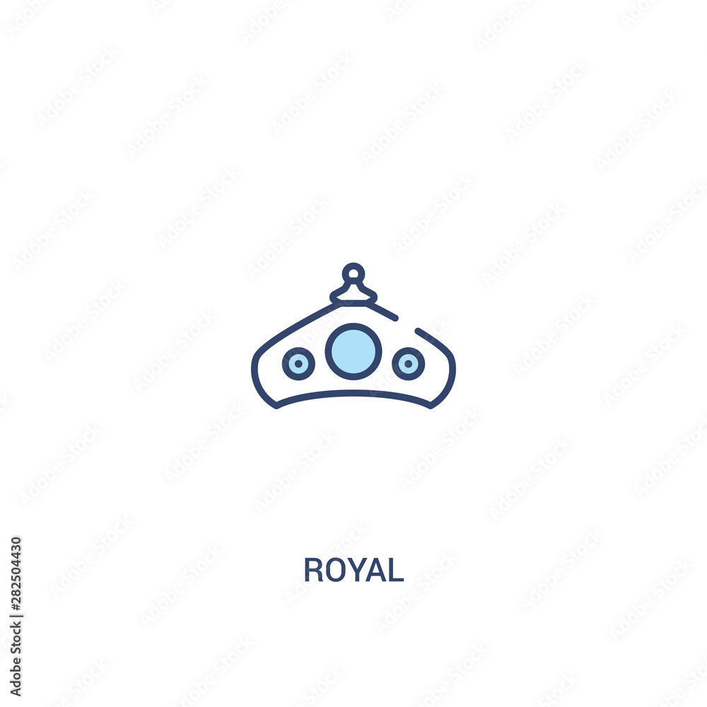 Poster royal concept 2 colored icon. simple line element illustration. outline blue royal symbol. can be us