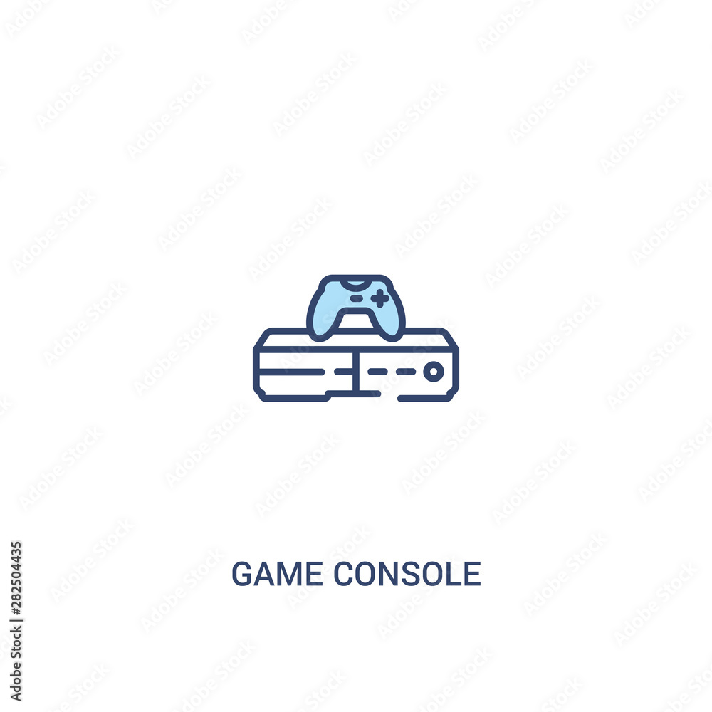Poster game console concept 2 colored icon. simple line element illustration. outline blue game console sym