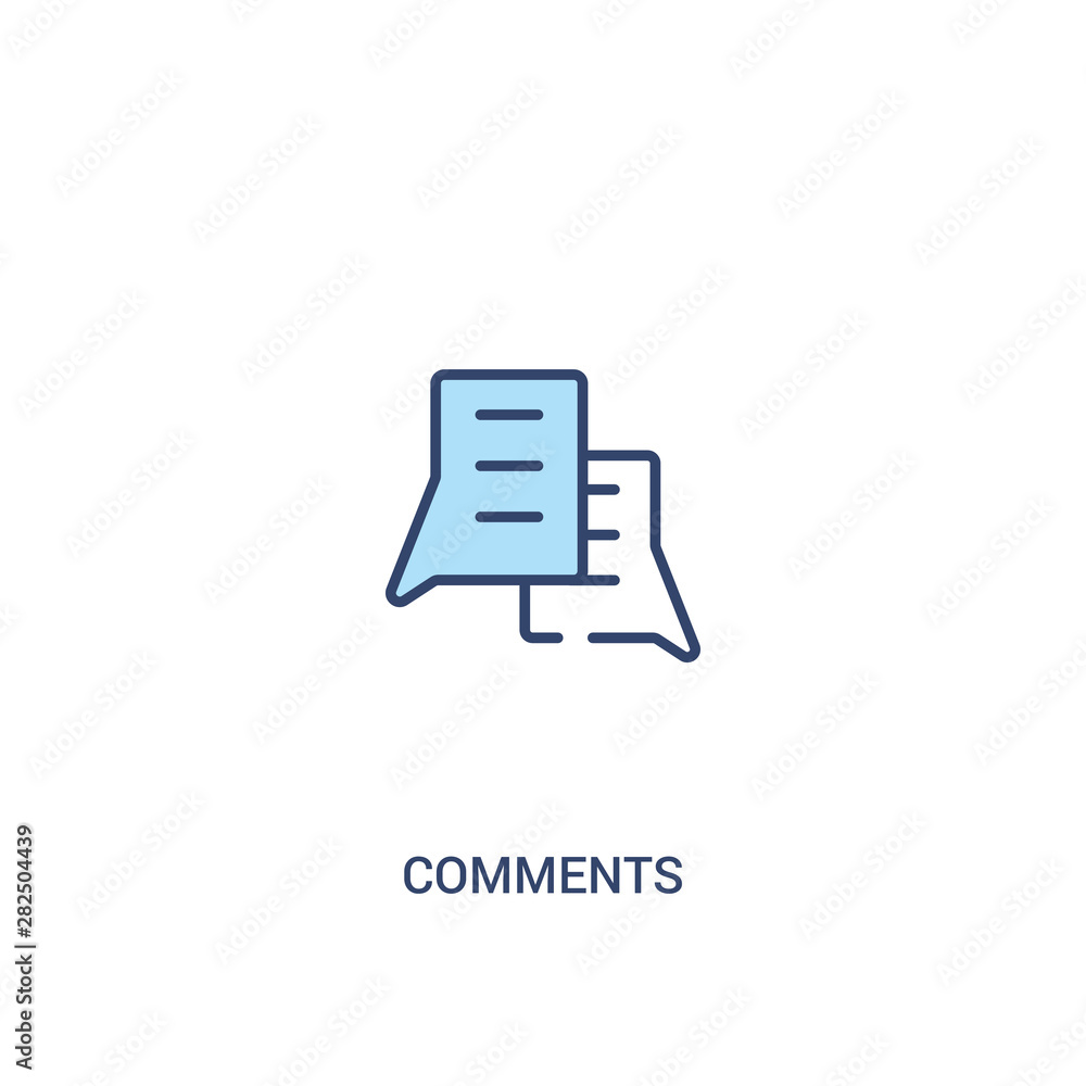 Poster comments concept 2 colored icon. simple line element illustration. outline blue comments symbol. can