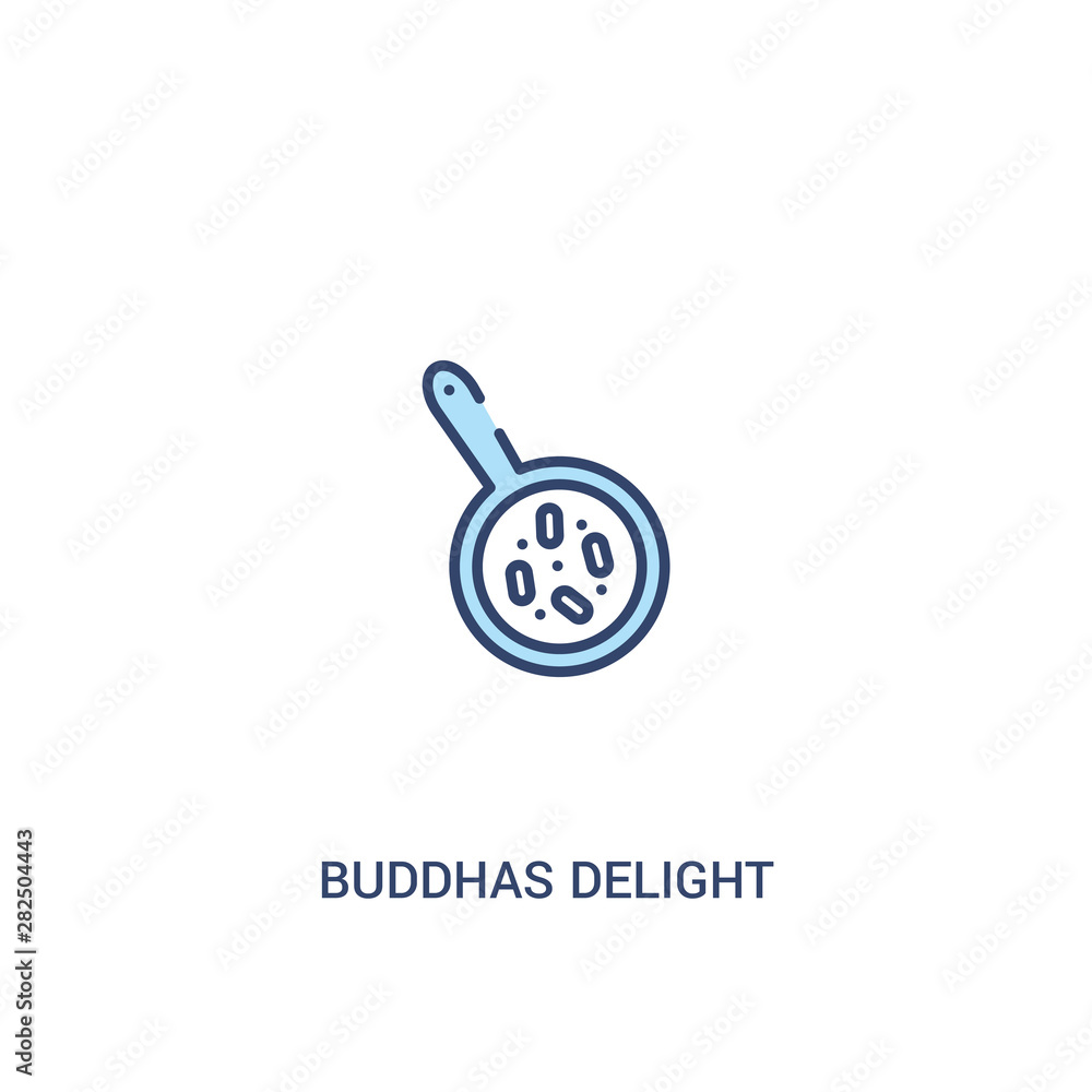 Poster buddhas delight concept 2 colored icon. simple line element illustration. outline blue buddhas delig
