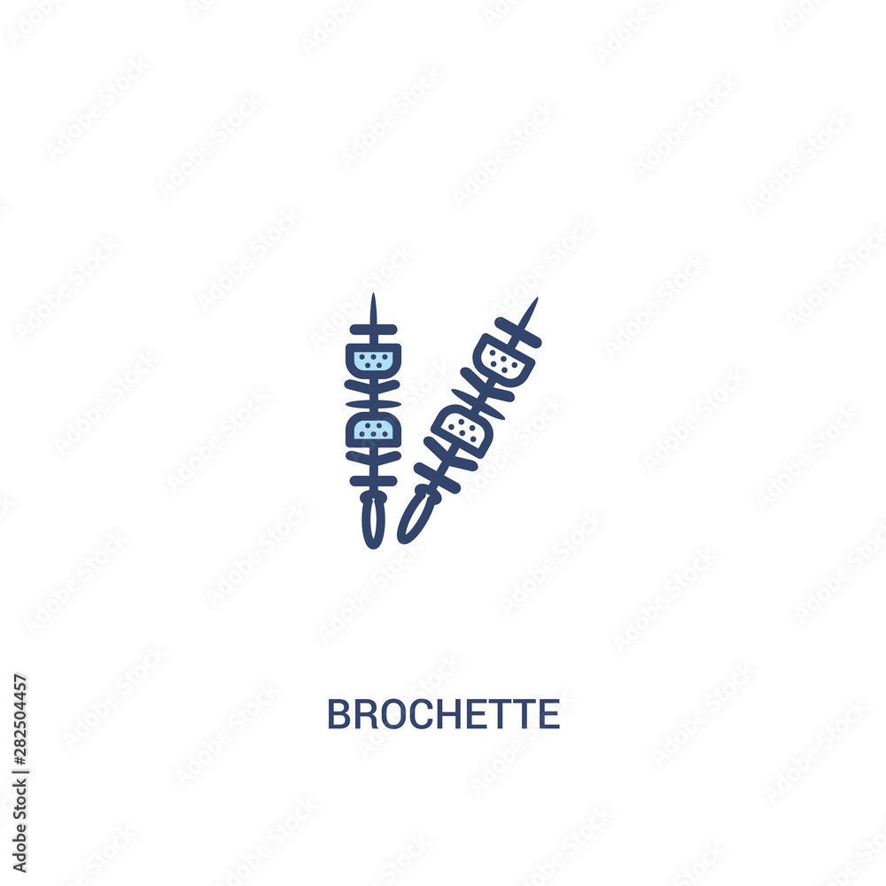 Poster brochette concept 2 colored icon. simple line element illustration. outline blue brochette symbol. c