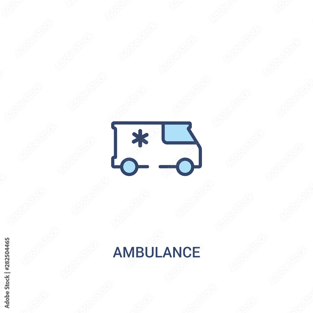 Poster ambulance concept 2 colored icon. simple line element illustration. outline blue ambulance symbol. c