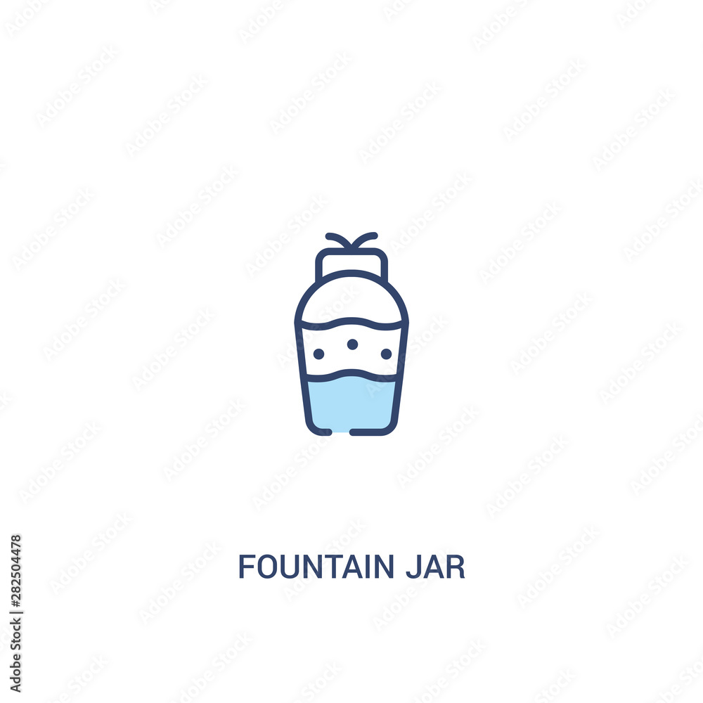 Poster fountain jar concept 2 colored icon. simple line element illustration. outline blue fountain jar sym
