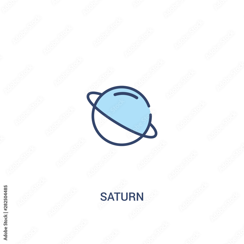 Poster saturn concept 2 colored icon. simple line element illustration. outline blue saturn symbol. can be 
