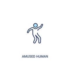 Fototapeta na wymiar amused human concept 2 colored icon. simple line element illustration. outline blue amused human symbol. can be used for web and mobile ui/ux.