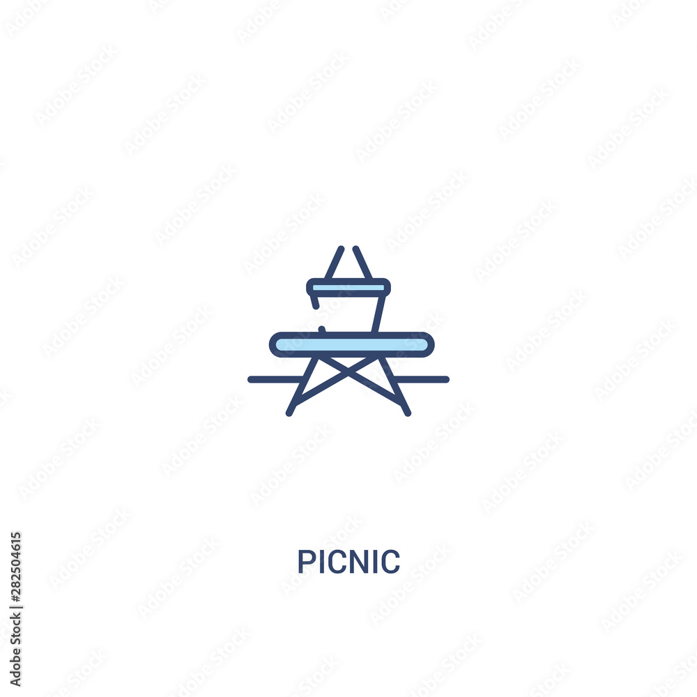 Poster picnic concept 2 colored icon. simple line element illustration. outline blue picnic symbol. can be 