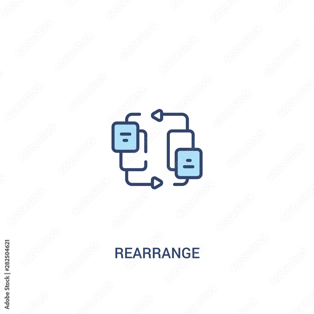 Poster rearrange concept 2 colored icon. simple line element illustration. outline blue rearrange symbol. c