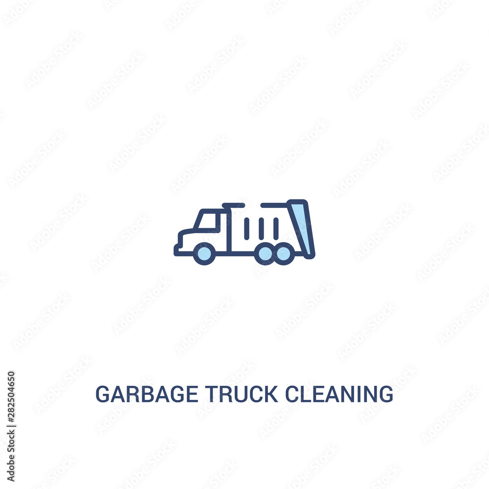 Poster garbage truck cleaning concept 2 colored icon. simple line element illustration. outline blue garbag