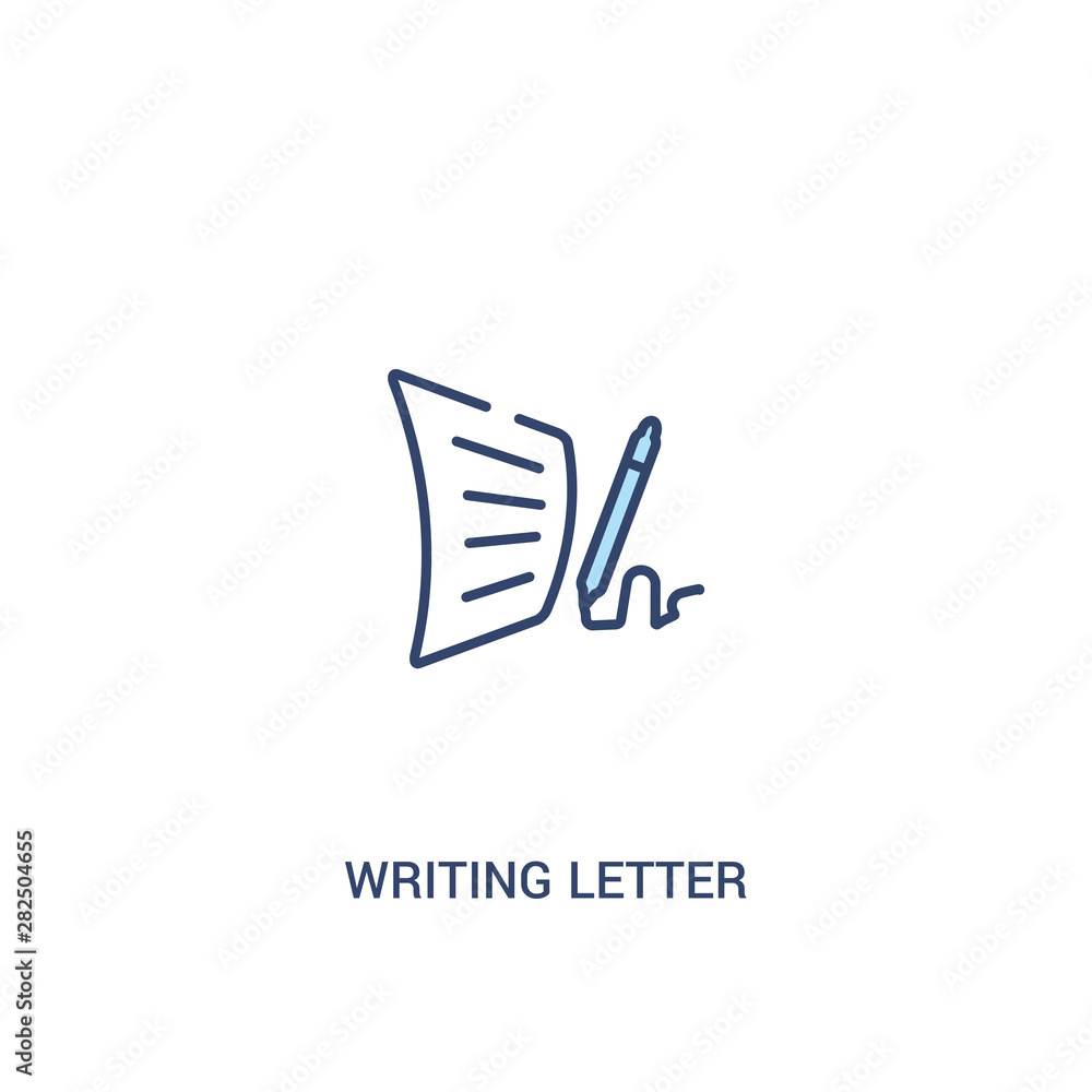 Aufkleber writing letter concept 2 colored icon. simple line element illustration. outline blue writing letter