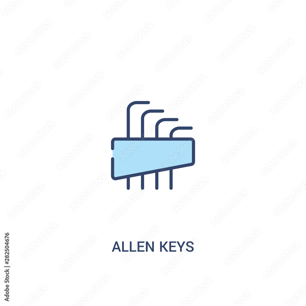 Poster allen keys concept 2 colored icon. simple line element illustration. outline blue allen keys symbol.