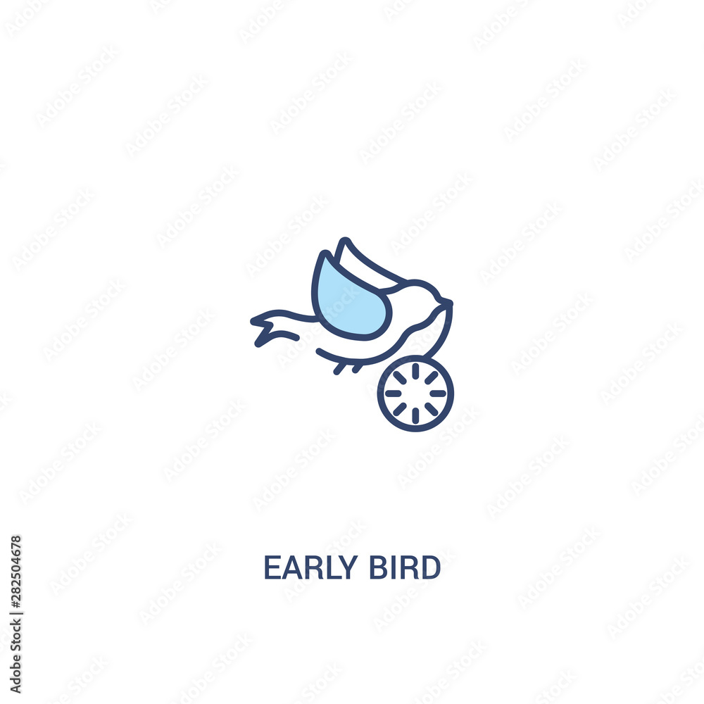 Poster early bird concept 2 colored icon. simple line element illustration. outline blue early bird symbol.