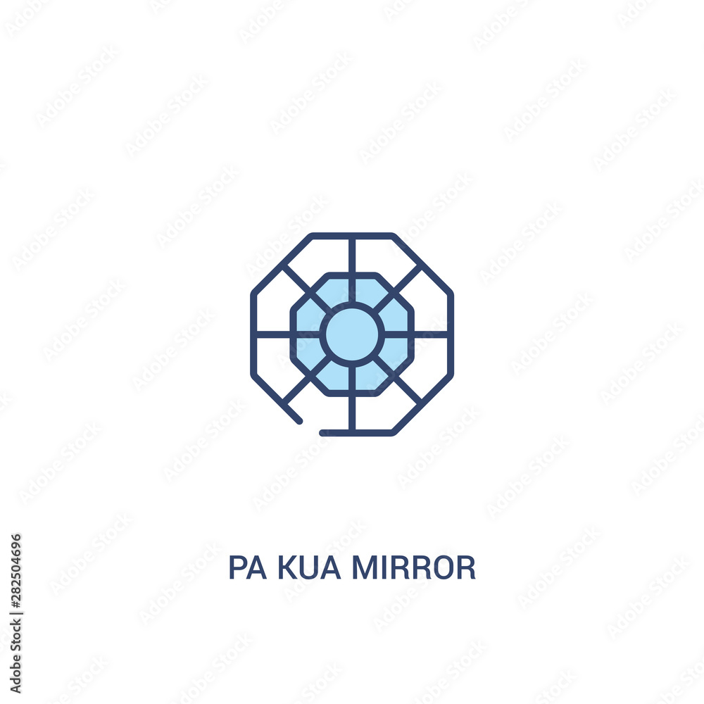 Poster pa kua mirror concept 2 colored icon. simple line element illustration. outline blue pa kua mirror s