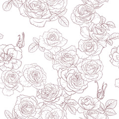 Fototapeta premium vector seamless pattern with drawing flowers