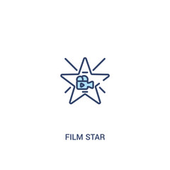 film star concept 2 colored icon. simple line element illustration. outline blue film star symbol. can be used for web and mobile ui/ux.