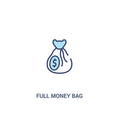 full money bag concept 2 colored icon. simple line element illustration. outline blue full money bag symbol. can be used for web and mobile ui/ux.