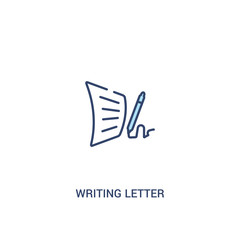 writing letter concept 2 colored icon. simple line element illustration. outline blue writing letter symbol. can be used for web and mobile ui/ux.