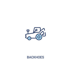 backhoes concept 2 colored icon. simple line element illustration. outline blue backhoes symbol. can be used for web and mobile ui/ux.