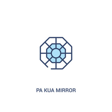 pa kua mirror concept 2 colored icon. simple line element illustration. outline blue pa kua mirror symbol. can be used for web and mobile ui/ux.