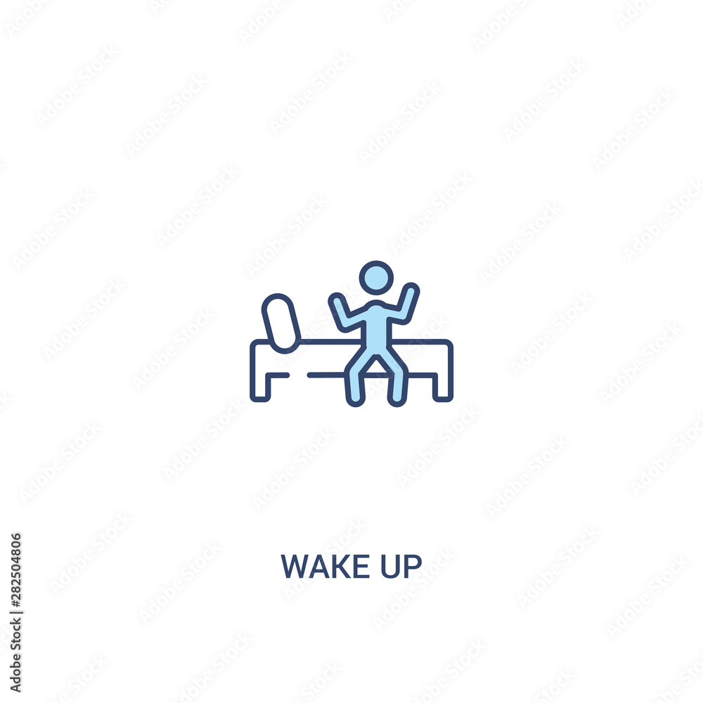 Poster wake up concept 2 colored icon. simple line element illustration. outline blue wake up symbol. can b