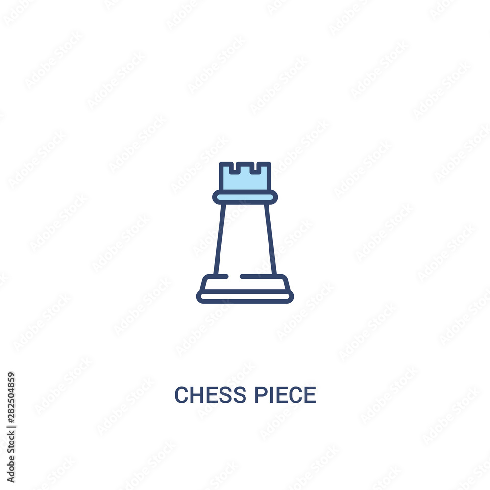 Poster chess piece concept 2 colored icon. simple line element illustration. outline blue chess piece symbo